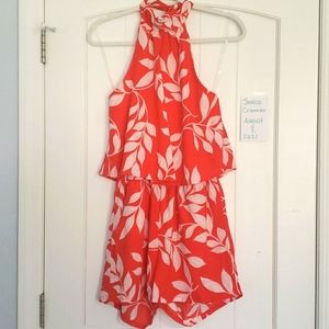 Pink Lily Red Romper